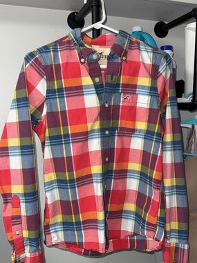 Hollister Multicolor Plaid Button-Down Shirt - Red, Yellow, Blue Men’s Size S